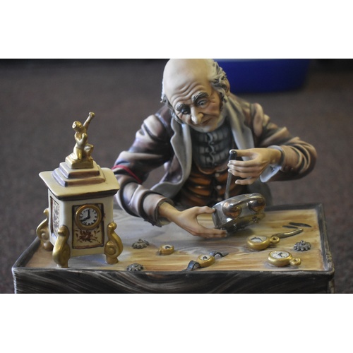 108 - LARGE CAPODIMONTE THE CLOCK MAKER