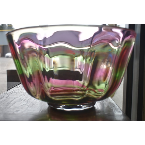 173 - COLOURED GLASS FRUIT BOWL