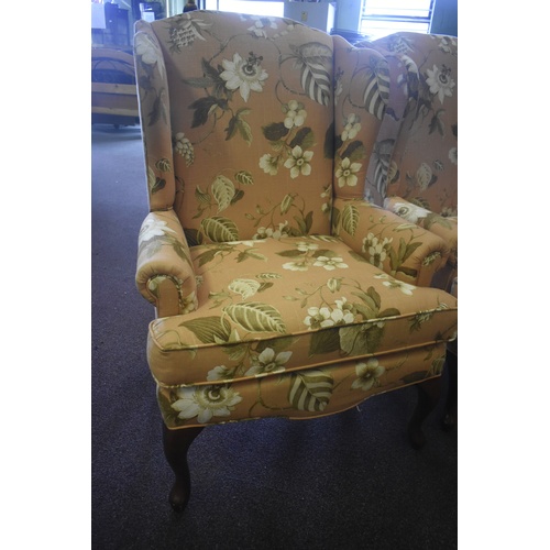 191 - PAIR OF FLORAL WINGBACK AS NEW