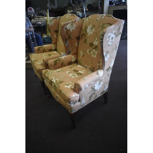 191 - PAIR OF FLORAL WINGBACK AS NEW