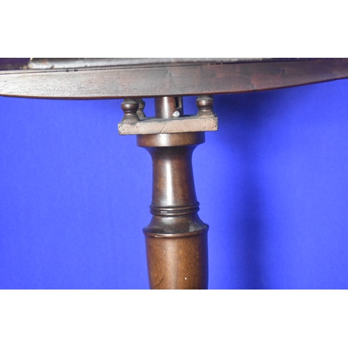 227 - MAHOGANY PEDESTAL GALLERY TABLE WITH SWIVEL TOP