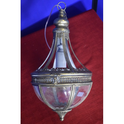 284 - BRASS HANGING LANTERN