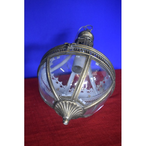 284 - BRASS HANGING LANTERN