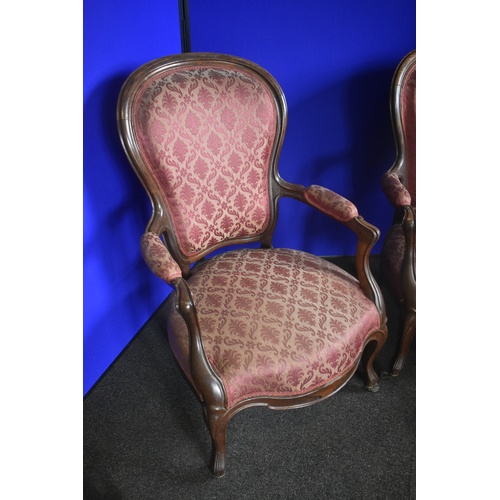 74 - PR VICTORIAN ROSEWOOD CAB LEG CHAIRS