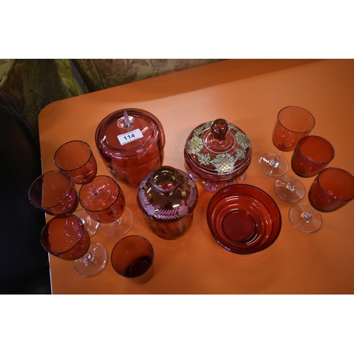 232 - Table Lot Of Mixed Ruby Glass