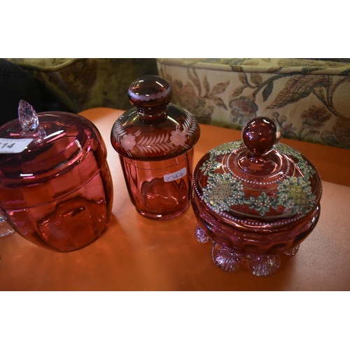 232 - Table Lot Of Mixed Ruby Glass