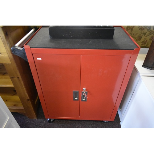 248 - New Red Metal Tool Cabinet On Casters With Keys