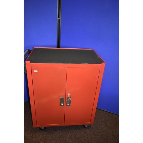 248 - New Red Metal Tool Cabinet On Casters With Keys