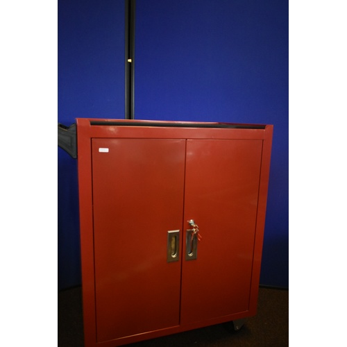 248 - New Red Metal Tool Cabinet On Casters With Keys