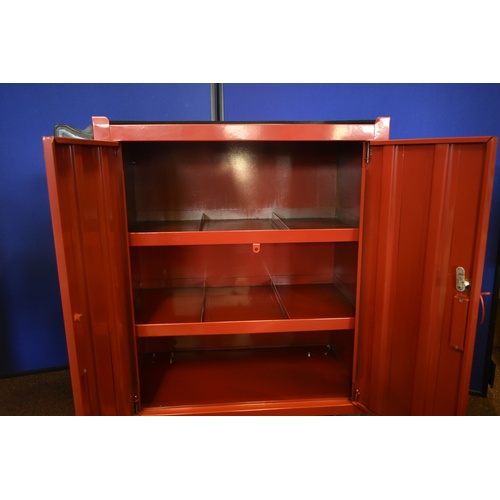 248 - New Red Metal Tool Cabinet On Casters With Keys