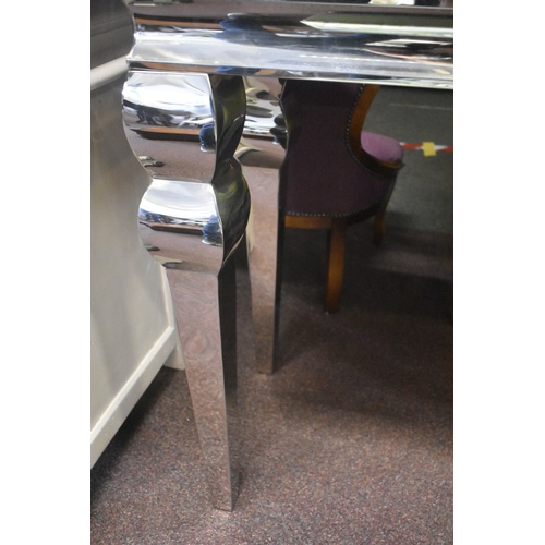 106 - MARBLE/CHROME CONSOL TABLE