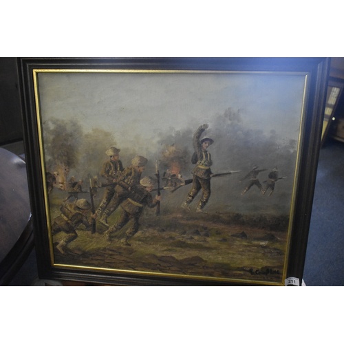 283 - OIL PAINTING BATTLE OF THE SOMME