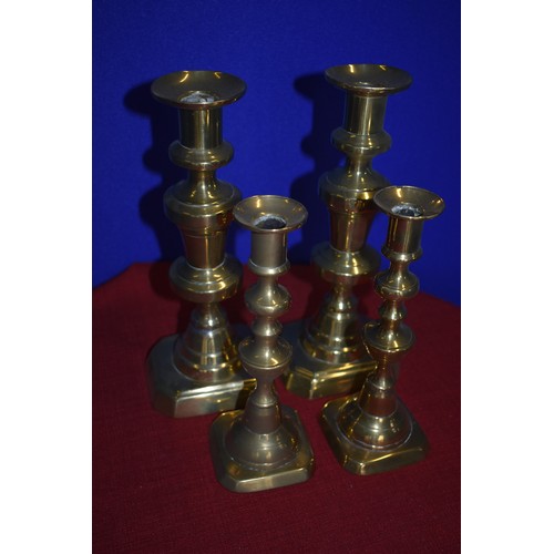 19 - 2 PAIR BRASS CANDLESTICK