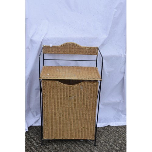 51 - WICKER AND METAL LAUNDRY BASKET