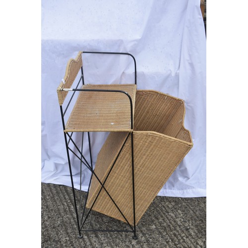 51 - WICKER AND METAL LAUNDRY BASKET