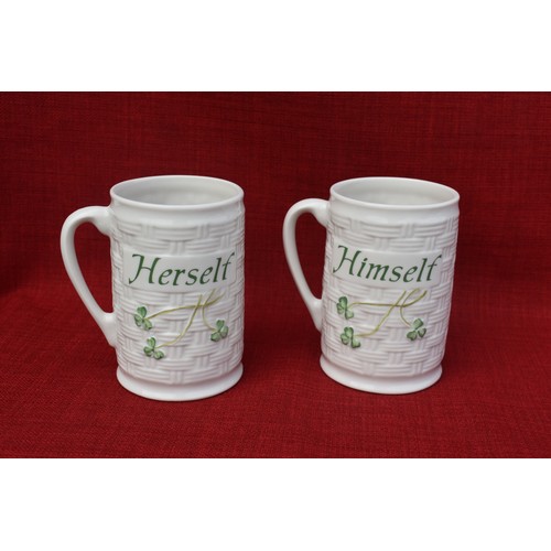 120 - 2 BELLEEK HIS AND HERS MUGS