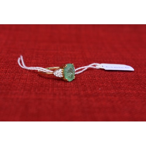 134 - 18CT GOLD EMERALD AND DIAMON RING 4.7 GRAMS