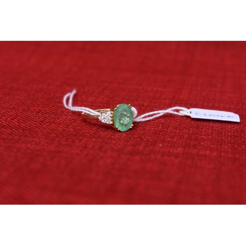 134 - 18CT GOLD EMERALD AND DIAMON RING 4.7 GRAMS