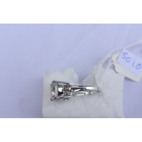 145 - 9CT WHITE GOLD WITH DIAMOND COLLAR RING