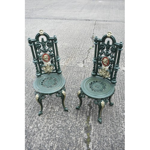 195 - VICTORIAN CAST GARDEN SET MARBLE TOPPED TABLE AND 3 CHAIRS