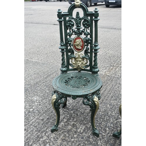 195 - VICTORIAN CAST GARDEN SET MARBLE TOPPED TABLE AND 3 CHAIRS