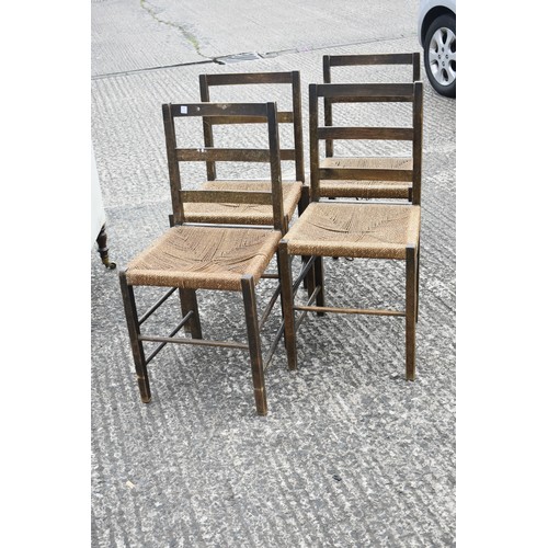 203 - 4 ANTIQUE COUNTRY ROPE SEAT CHAIRS