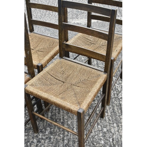 203 - 4 ANTIQUE COUNTRY ROPE SEAT CHAIRS