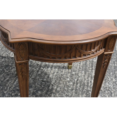 205 - PAIR OF INLAID MAHOGANY CARVED SIDE TABLES