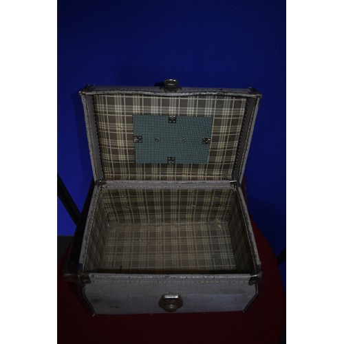 277 - SMALL LEATHER SUITCASE & 1 OTHER