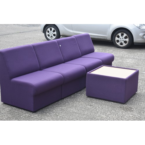 400 - 4 PURPLE RECEPTION TYPE CHAIRS AND POUFFEE