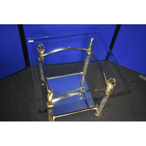 393 - BRASS/MIRRORED GLASS LAMP TABLE