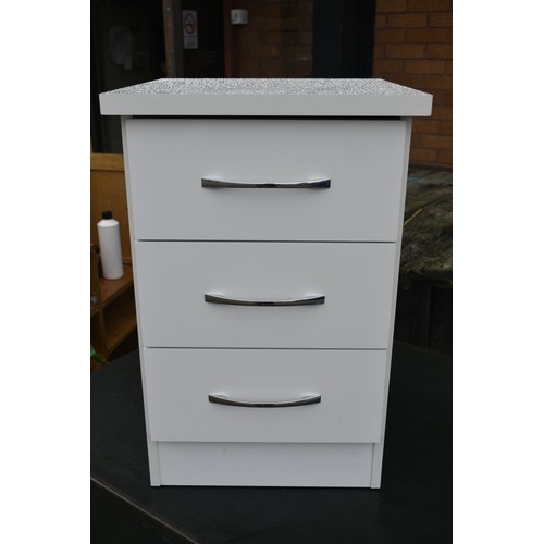 248A - 3 DRAWER WHITE HIGH GLOSS BEDSIDE