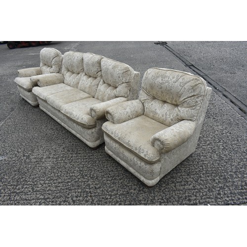 288 - 3,1,1 CREAM PATTERNED SUITE