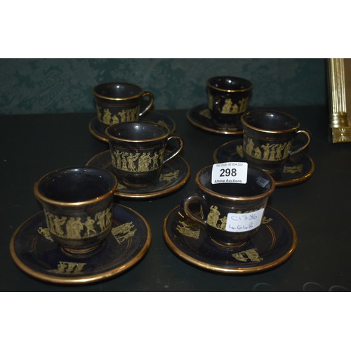 298 - HAND PAINTED GREEK COFFEE SET 24K TRIM