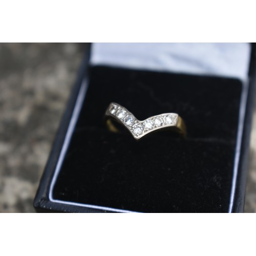 155 - 18CT GOLD & DIAMOND WISHBONE RING