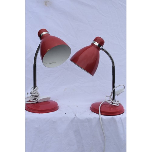 6 - PAIR OF RED DESK LAMPS
