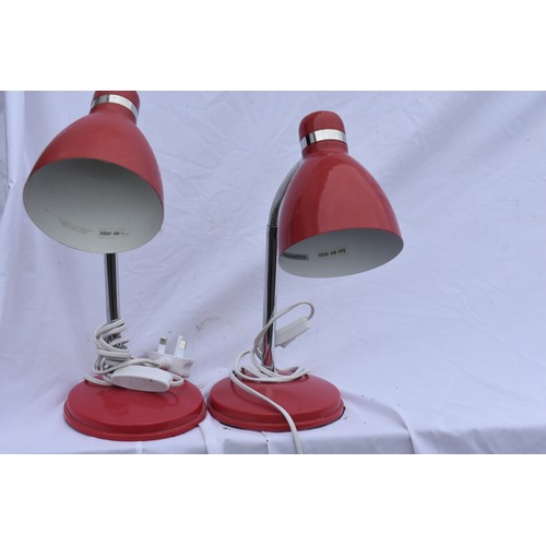6 - PAIR OF RED DESK LAMPS