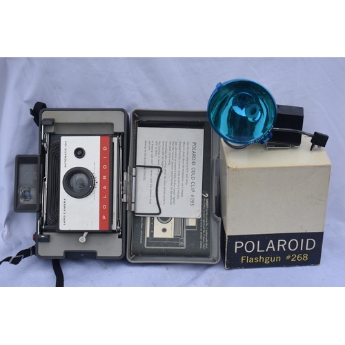 38 - POLAROID CAMERA GOLD CLIP 193 + POLAROID FLASH