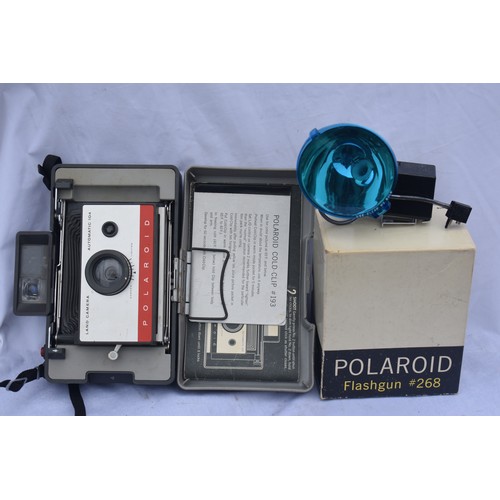 38 - POLAROID CAMERA GOLD CLIP 193 + POLAROID FLASH
