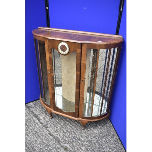 50 - WALNUT CHINA CABINET WITH CLOCK