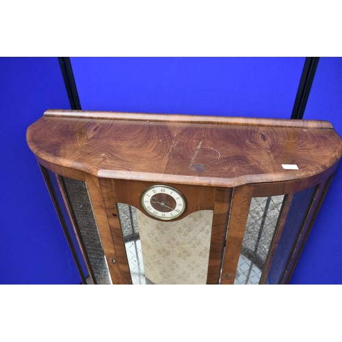 50 - WALNUT CHINA CABINET WITH CLOCK