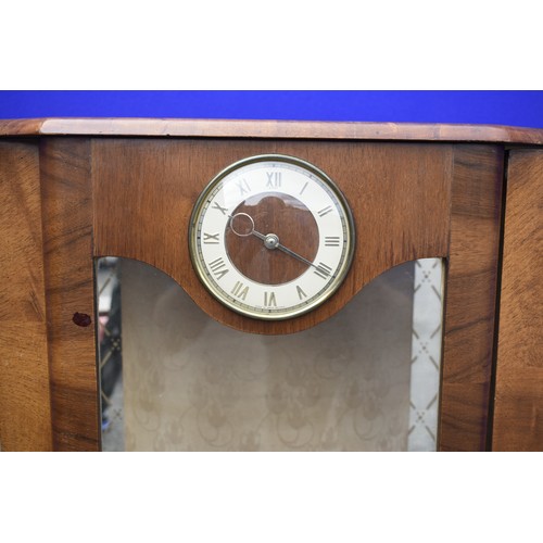 50 - WALNUT CHINA CABINET WITH CLOCK