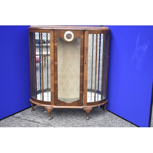 50 - WALNUT CHINA CABINET WITH CLOCK