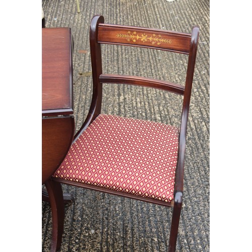 32 - MAHOGANY DROP LEAF TABLE & 2 CHAIRS