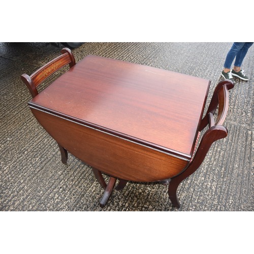 32 - MAHOGANY DROP LEAF TABLE & 2 CHAIRS