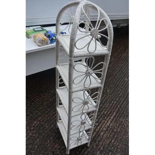 51 - WHITE WICKER SHELVING UNIT