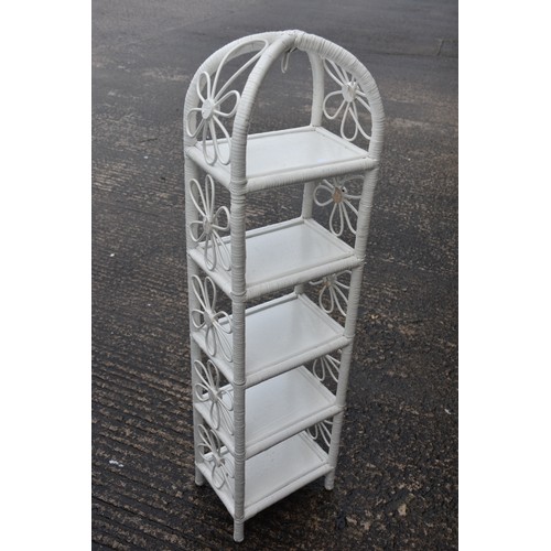 51 - WHITE WICKER SHELVING UNIT