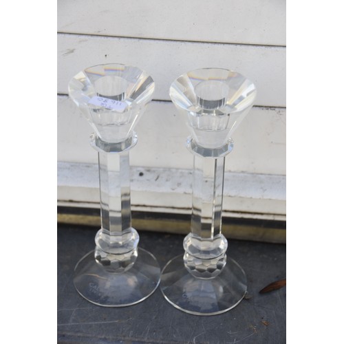 56 - PAIR GALWAY CRYSTAL CANDLESTICKS