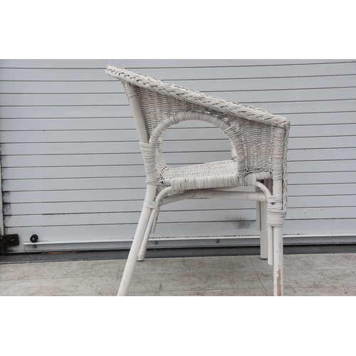 13 - WHITE WICKER CHAIR