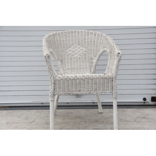 13 - WHITE WICKER CHAIR